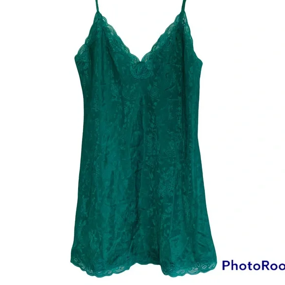 Victoria's Secret | Intimates & Sleepwear | Victorias Secret Gold Label  Vintage Emerald Green Oriental Print Slip Dress M | Poshmark